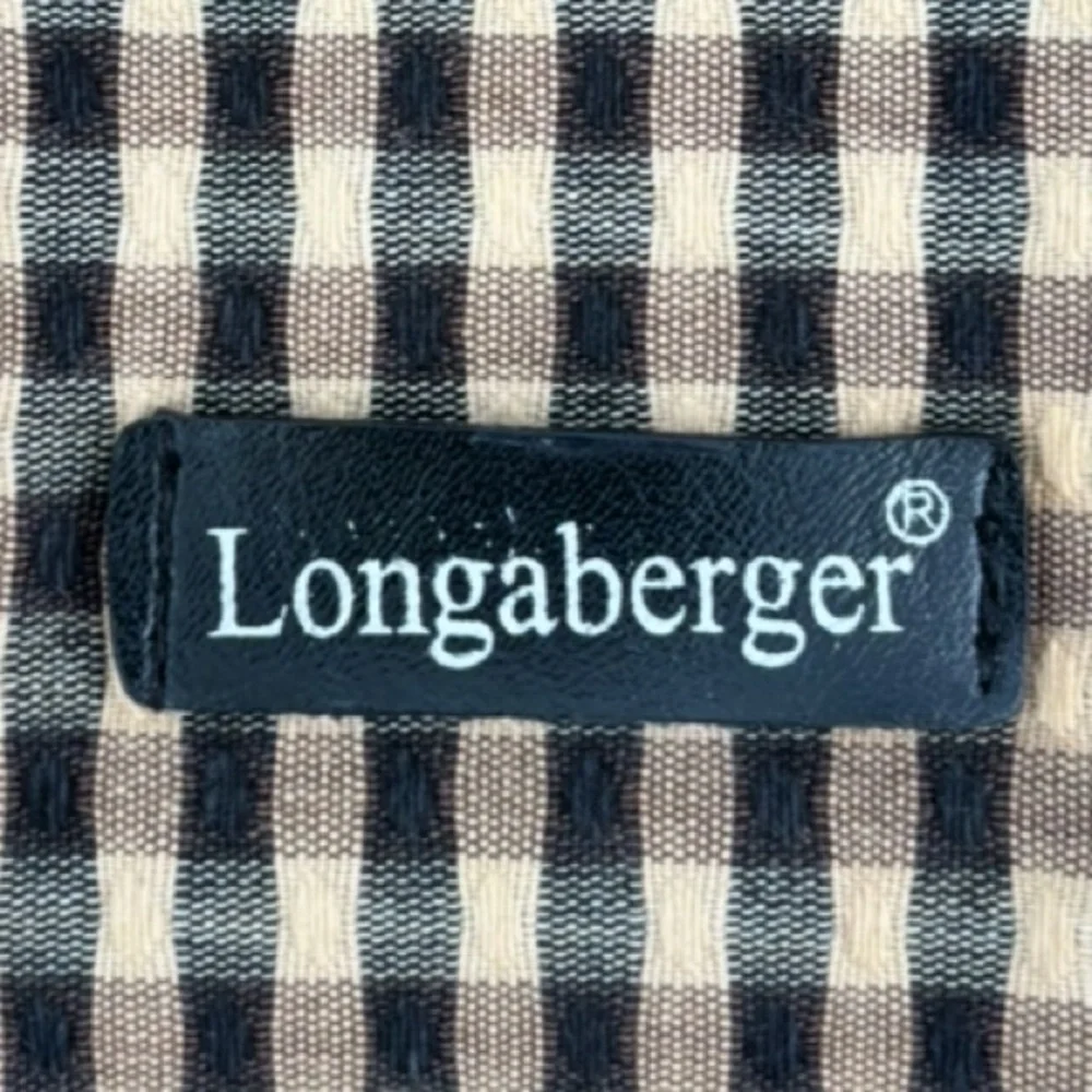 Longaberger Women’s Homestead Black Tan Checkered Tote Bag